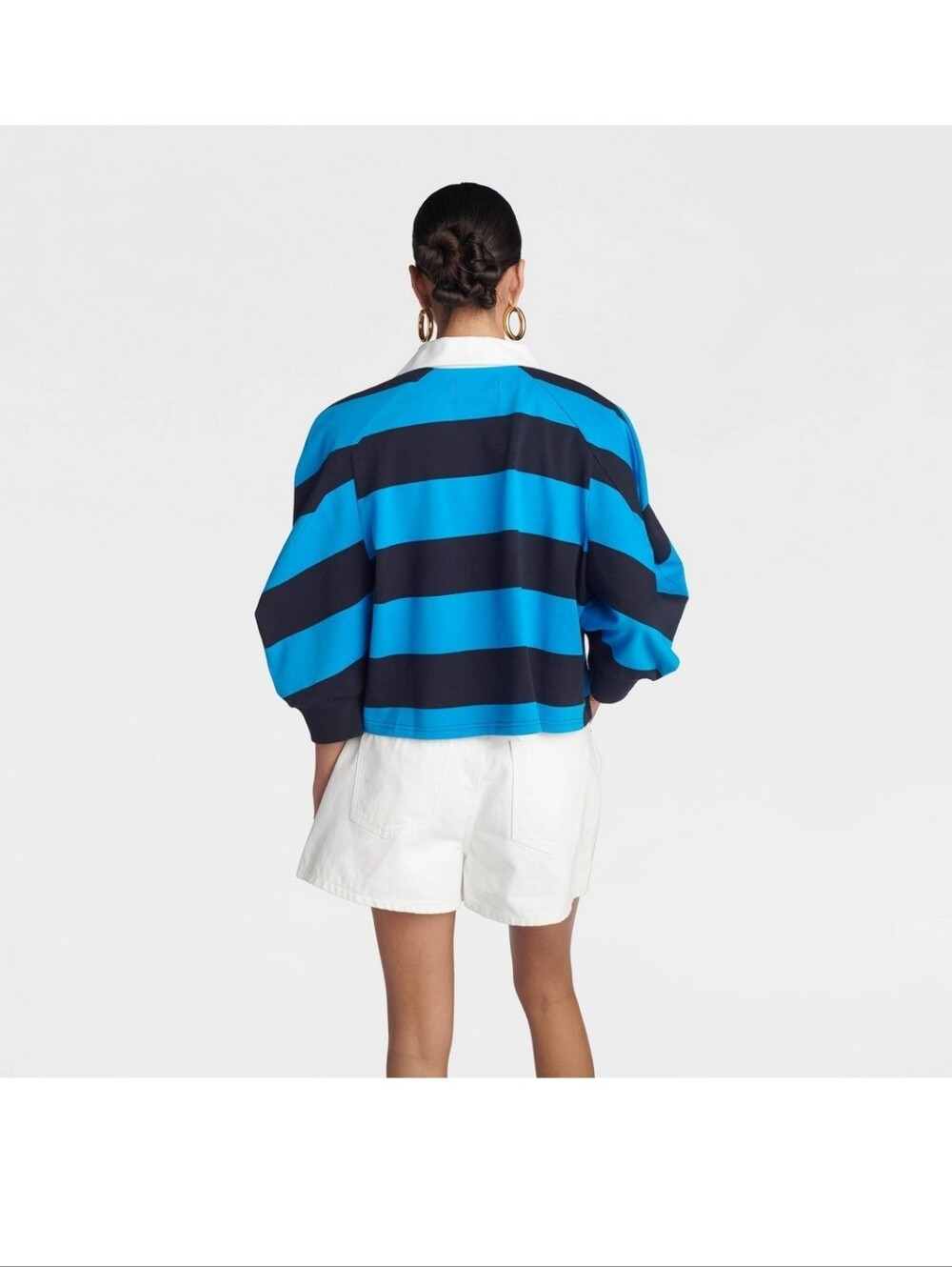 KBB by KAHLANA Women's'The Striped Asymmetric Rugby' - Navy Blue XS - Picture 2 of 4